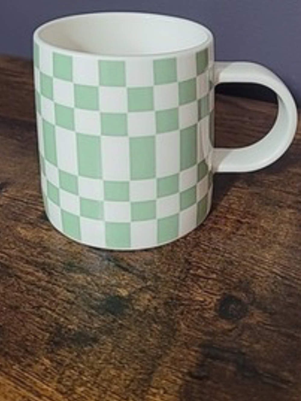 Mint green and white Room
essential checker Stoneware mug new never used
